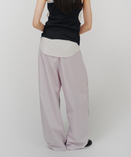 THINGS THAT MATTER（シングス ザット マター）の「LIGHT STRIPE SWEAT PANTS / ライト ストライプ スウェット パンツ（スウェットパンツ・レディース・ピンク/サックスブルー・FREE）」の6枚目の写真
