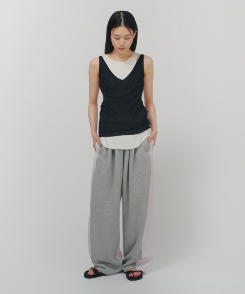 THINGS THAT MATTER（シングス ザット マター）の「LIGHT STRIPE SWEAT PANTS / ライト ストライプ スウェット パンツ（スウェットパンツ・レディース・ピンク/サックスブルー・FREE）」の3枚目の写真
