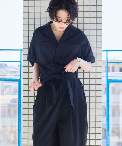 ELLEgirl(エルガール)の「バレルレッグオールイワン(つなぎ/オールインワン・レディース・ブラック/アイボリー・S/M)」の6枚目の写真