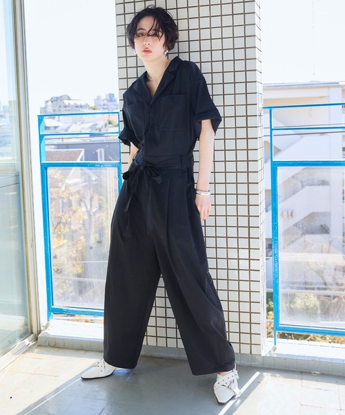 ELLEgirl(エルガール)の「バレルレッグオールイワン(つなぎ/オールインワン・レディース・ブラック/アイボリー・S/M)」の5枚目の写真