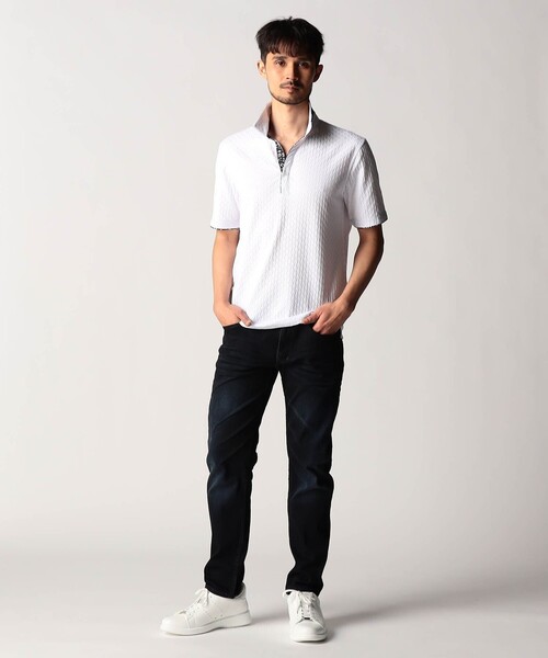 NICOLE CLUB FOR MEN(ニコルクラブフォーメン)の「リンクスジャカードスキッパーポロシャツ(ポロシャツ・メンズ・ブラック/オフホワイト/ブルー系/ネイビー・XX-LARGE/X-LARGE/LARGE/MEDIUM)」の20枚目の写真