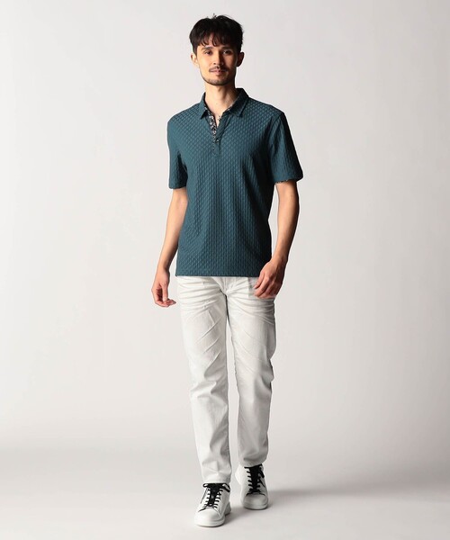 NICOLE CLUB FOR MEN(ニコルクラブフォーメン)の「リンクスジャカードスキッパーポロシャツ(ポロシャツ・メンズ・ブラック/オフホワイト/ブルー系/ネイビー・XX-LARGE/X-LARGE/LARGE/MEDIUM)」の22枚目の写真