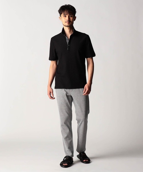 NICOLE CLUB FOR MEN(ニコルクラブフォーメン)の「リンクスジャカードスキッパーポロシャツ(ポロシャツ・メンズ・ブラック/オフホワイト/ブルー系/ネイビー・XX-LARGE/X-LARGE/LARGE/MEDIUM)」の6枚目の写真