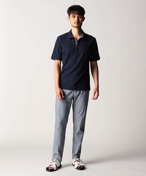 NICOLE CLUB FOR MEN(ニコルクラブフォーメン)の「リンクスジャカードスキッパーポロシャツ(ポロシャツ・メンズ・ブラック/オフホワイト/ブルー系/ネイビー・XX-LARGE/X-LARGE/LARGE/MEDIUM)」の8枚目の写真