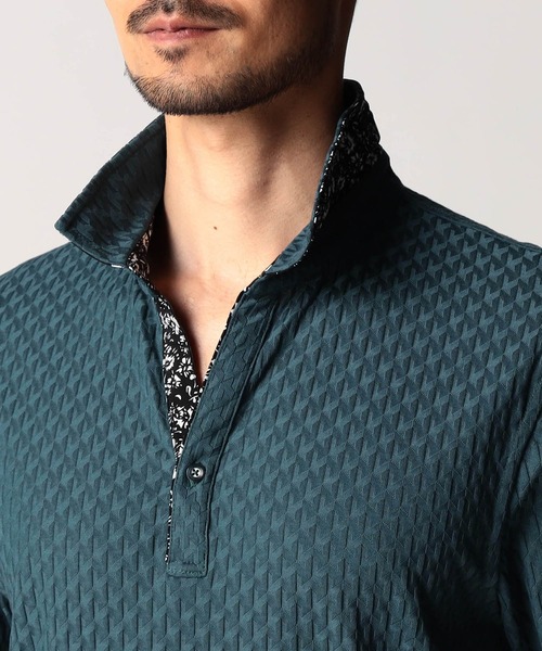 NICOLE CLUB FOR MEN(ニコルクラブフォーメン)の「リンクスジャカードスキッパーポロシャツ(ポロシャツ・メンズ・ブラック/オフホワイト/ブルー系/ネイビー・XX-LARGE/X-LARGE/LARGE/MEDIUM)」の11枚目の写真