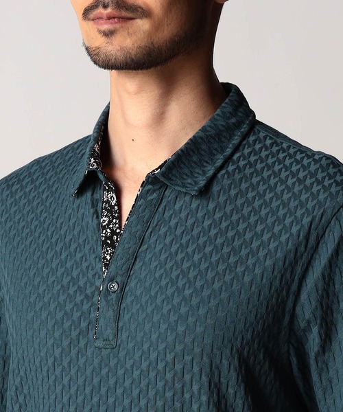 NICOLE CLUB FOR MEN(ニコルクラブフォーメン)の「リンクスジャカードスキッパーポロシャツ(ポロシャツ・メンズ・ブラック/オフホワイト/ブルー系/ネイビー・XX-LARGE/X-LARGE/LARGE/MEDIUM)」の12枚目の写真