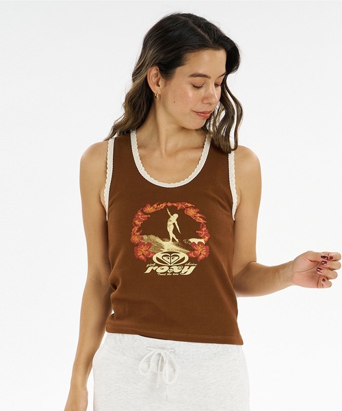 ROXY(ロキシー)の「ROXY/ロキシー タンクトップ レース リブ ROXY by ULALA TANK RSL262604T(タンクトップ・レディース・ネイビー/オフホワイト/ブラウン・M/L)」の8枚目の写真