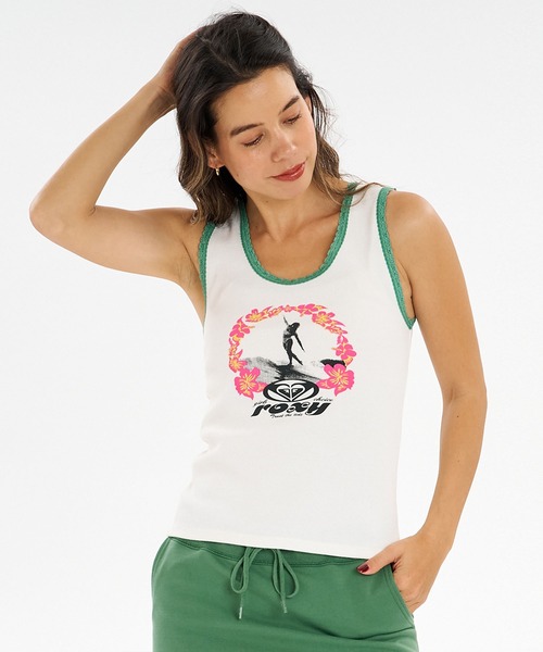 ROXY(ロキシー)の「ROXY/ロキシー タンクトップ レース リブ ROXY by ULALA TANK RSL262604T(タンクトップ・レディース・ネイビー/オフホワイト/ブラウン・M/L)」の4枚目の写真