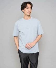 【イージーケア/洗濯機で洗える/速乾/毛玉になりにくい/接触冷感】ミニロゴプリントセミワイドシルエットカットソー