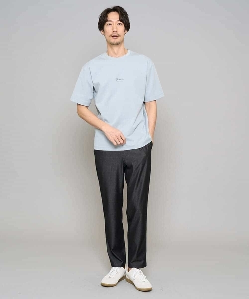 a.v.v（アーヴェヴェ）の「【イージーケア/洗濯機で洗える/速乾/毛玉になりにくい/接触冷感】ミニロゴプリントセミワイドシルエットカットソー（Tシャツ/カットソー・メンズ・ダークインディゴブルー/ピンク/ホワイト/チャコールグレー・48/44/50）」の12枚目の写真