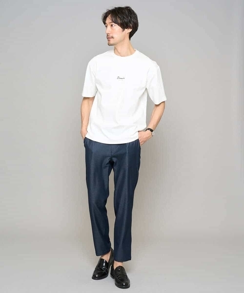 a.v.v（アーヴェヴェ）の「【イージーケア/洗濯機で洗える/速乾/毛玉になりにくい/接触冷感】ミニロゴプリントセミワイドシルエットカットソー（Tシャツ/カットソー・メンズ・ダークインディゴブルー/ピンク/ホワイト/チャコールグレー・48/44/50）」の18枚目の写真