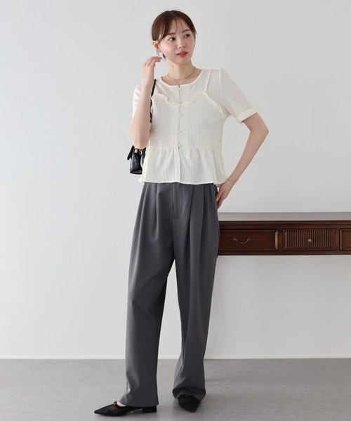 BLUEEAST(ブルーイースト)の「《新色追加》ぽこぽこビスチェドッキングトップス(Tシャツ/カットソー・レディース・アイボリー/ブラック/ミント/ピンク・MEDIUM)」の9枚目の写真