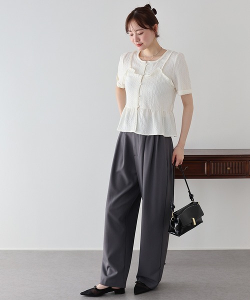 BLUEEAST(ブルーイースト)の「《新色追加》ぽこぽこビスチェドッキングトップス(Tシャツ/カットソー・レディース・アイボリー/ブラック/ミント/ピンク・MEDIUM)」の10枚目の写真