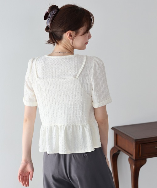 BLUEEAST(ブルーイースト)の「《新色追加》ぽこぽこビスチェドッキングトップス(Tシャツ/カットソー・レディース・アイボリー/ブラック/ミント/ピンク・MEDIUM)」の8枚目の写真