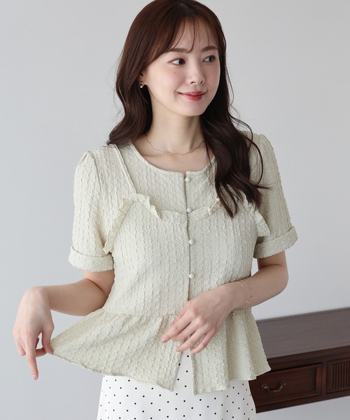 BLUEEAST(ブルーイースト)の「《新色追加》ぽこぽこビスチェドッキングトップス(Tシャツ/カットソー・レディース・アイボリー/ブラック/ミント/ピンク・MEDIUM)」の11枚目の写真