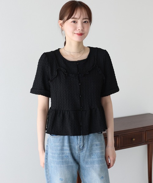 BLUEEAST(ブルーイースト)の「《新色追加》ぽこぽこビスチェドッキングトップス(Tシャツ/カットソー・レディース・アイボリー/ブラック/ミント/ピンク・MEDIUM)」の20枚目の写真