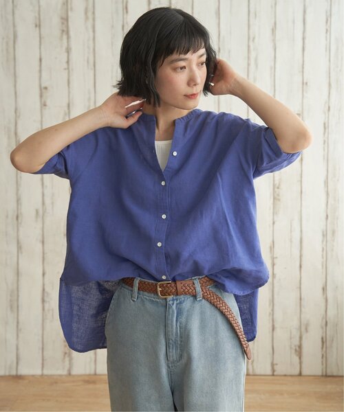 LBC(エルビーシー)の「リネンコットン5分袖シャツ(シャツ/ブラウス・レディース・ダークブラウン/レッド/ブルー・M)」の8枚目の写真