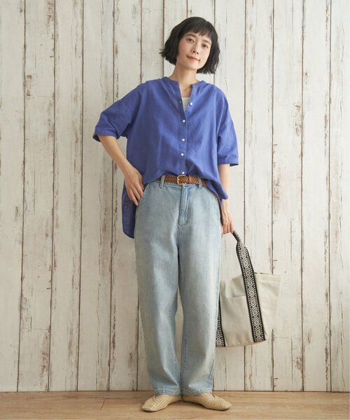 LBC(エルビーシー)の「リネンコットン5分袖シャツ(シャツ/ブラウス・レディース・ダークブラウン/レッド/ブルー・M)」の10枚目の写真