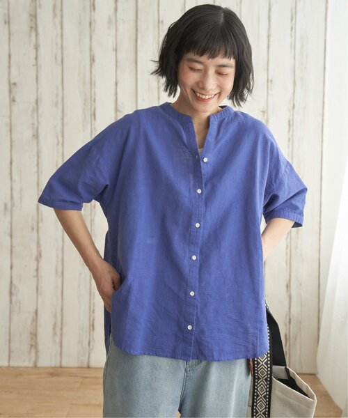 LBC(エルビーシー)の「リネンコットン5分袖シャツ(シャツ/ブラウス・レディース・ダークブラウン/レッド/ブルー・M)」の12枚目の写真