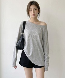 ammy.（エイミードット）の「【 ammy. / エイミードット 】 シアー ロゴ ワンショルダー ルーズ ロンT（Tシャツ/カットソー）」