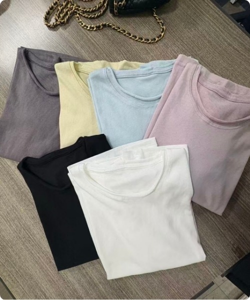 I.O.E（アイオイ）の「[韓国トレンド] リネンベーシックTシャツ（Tシャツ/カットソー・レディース・グレー/ピンク/ホワイト/イエロー/ライトブルー/ブラック・FREE）」の22枚目の写真