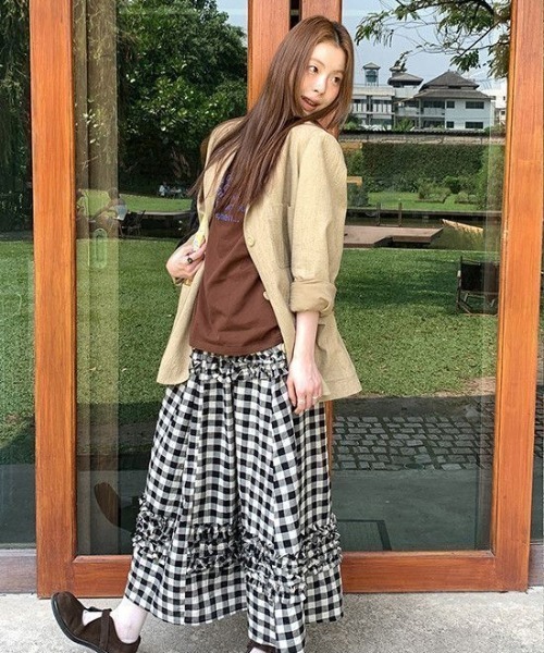 AsheKsha(アシクシャ)の「アルファベットプリントのゆったりした万能トップス(Tシャツ/カットソー・レディース・ピンク/モカ・M)」の13枚目の写真