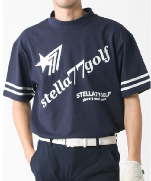 stella77golf(ステラセブンティーンセブンゴルフ)の「COOLMAX接触冷感モックネックTシャツC(Tシャツ/カットソー・メンズ・ネイビー/ブラック/ホワイト・LARGE/X-LARGE/XX-LARGE/MEDIUM)」の3枚目の写真
