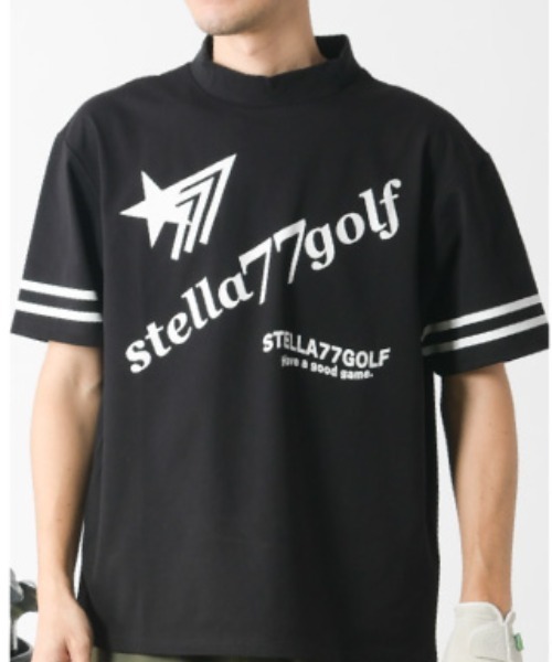 stella77golf(ステラセブンティーンセブンゴルフ)の「COOLMAX接触冷感モックネックTシャツC(Tシャツ/カットソー・メンズ・ネイビー/ブラック/ホワイト・LARGE/X-LARGE/XX-LARGE/MEDIUM)」の1枚目の写真