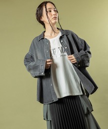 セルロースデニムステッチシャツ