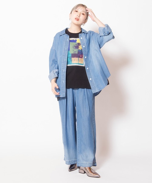OSMOSIS(オズモーシス)の「セルロースデニムステッチシャツ(シャツ/ブラウス・レディース・ライトブルー/ブラック/ブルー・ONE SIZE)」の16枚目の写真