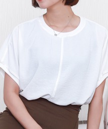 libelle more | 【接触冷感／洗濯機OK】楽ちんドルマントップス リブネック ワッシャー素材(Tシャツ/カットソー)