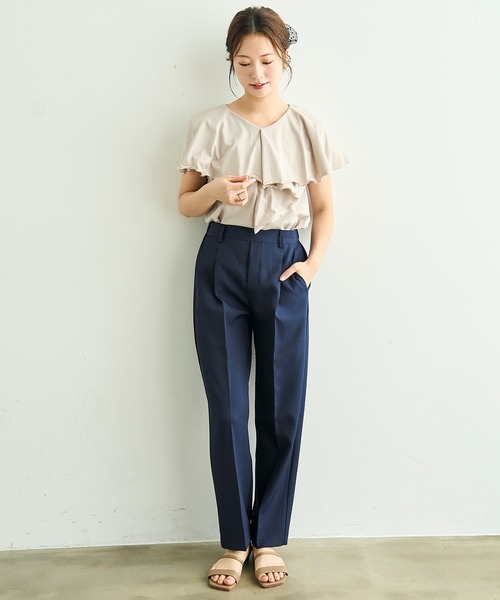 mil(ミル)の「【ラクに着られてきちんと見える。毎日着たい】 美シルエット センタープレス プルオン テーパード パンツ【587198】(スラックス・レディース・ネイビー/サンドベージュ/グレイッシュベージュ/ブラック/チャコールグレー・S-Regular/S-Short/FREE/M-Regular/M-Short)」の12枚目の写真