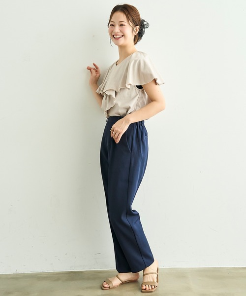 mil(ミル)の「【ラクに着られてきちんと見える。毎日着たい】 美シルエット センタープレス プルオン テーパード パンツ【587198】(スラックス・レディース・ネイビー/サンドベージュ/グレイッシュベージュ/ブラック/チャコールグレー・S-Regular/S-Short/FREE/M-Regular/M-Short)」の13枚目の写真