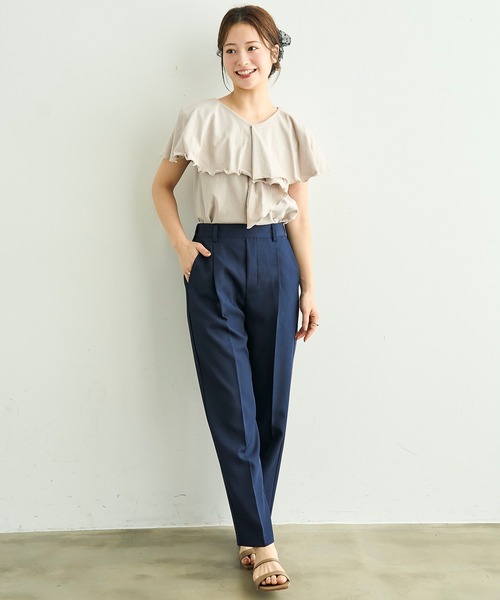 mil(ミル)の「【ラクに着られてきちんと見える。毎日着たい】 美シルエット センタープレス プルオン テーパード パンツ【587198】(スラックス・レディース・ネイビー/サンドベージュ/グレイッシュベージュ/ブラック/チャコールグレー・S-Regular/S-Short/FREE/M-Regular/M-Short)」の16枚目の写真