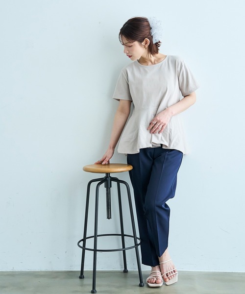 mil(ミル)の「【ラクに着られてきちんと見える。毎日着たい】 美シルエット センタープレス プルオン テーパード パンツ【587198】(スラックス・レディース・ネイビー/サンドベージュ/グレイッシュベージュ/ブラック/チャコールグレー・S-Regular/S-Short/FREE/M-Regular/M-Short)」の6枚目の写真