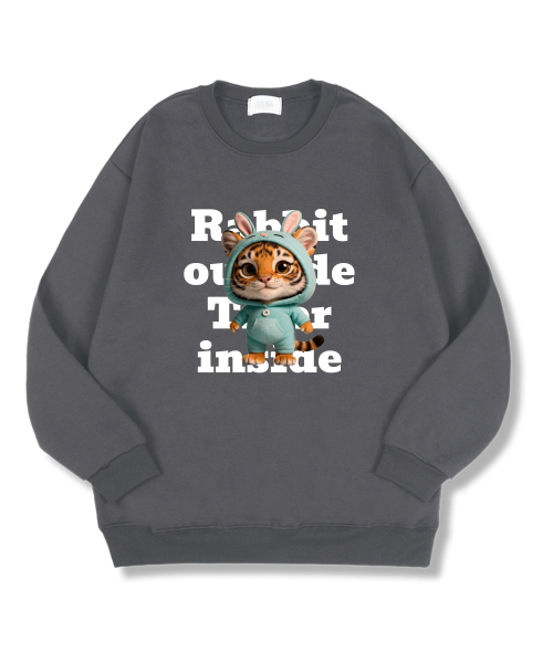 TI.GLAKE(ティーグレイク)の「ラビットタイガー オーバーサイズ 特殊裏毛 スウェット Tシャツ ダークグレー(スウェット・メンズ・その他・MEDIUM/LARGE/X-LARGE/XX-LARGE)」の1枚目の写真