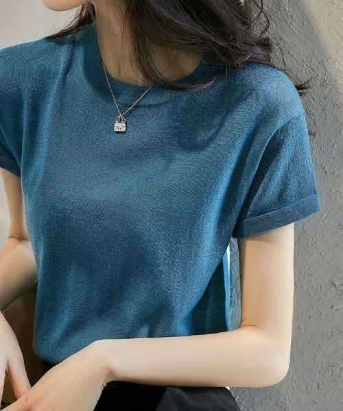 mielu(ミエル)の「ベーシックフレンチスリーブカットソー(Tシャツ/カットソー・レディース・ブルー/ブラック・FREE)」の10枚目の写真