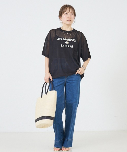 DESIGNWORKS（デザインワークス）の「ハイウエストフレアストレッチデニム（その他パンツ・レディース・インディゴブルー/ライトブルー・S）」の7枚目の写真