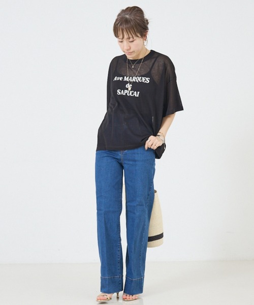 DESIGNWORKS（デザインワークス）の「ハイウエストフレアストレッチデニム（その他パンツ・レディース・インディゴブルー/ライトブルー・S）」の8枚目の写真