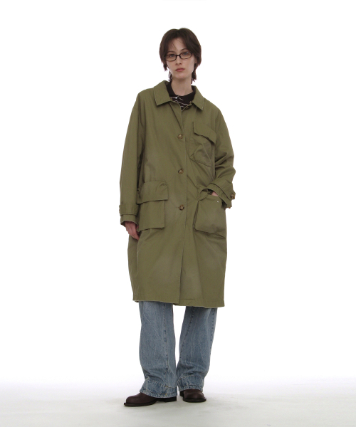 PARTIMENTO WOMEN(パルティメントウィメン)の「ツーウェイウォッシュドポケットバルマカンコート_カーキグリーン(トレンチコート・レディース・その他・OS)」の1枚目の写真
