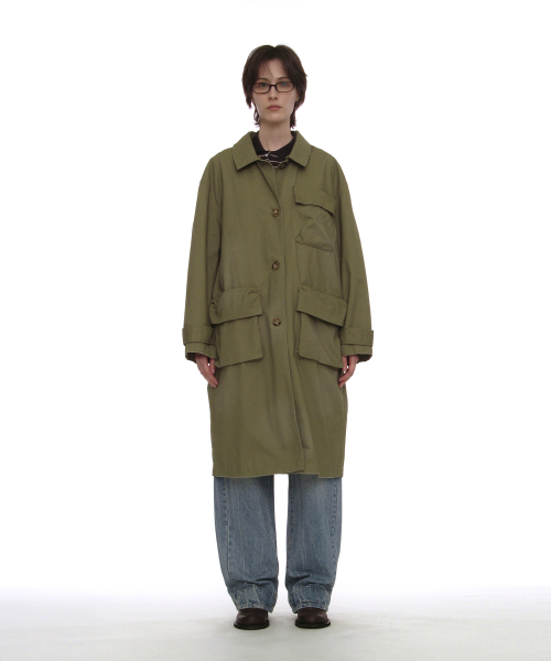 PARTIMENTO WOMEN(パルティメントウィメン)の「ツーウェイウォッシュドポケットバルマカンコート_カーキグリーン(トレンチコート・レディース・その他・OS)」の2枚目の写真