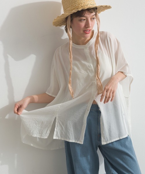 Fizz(フィズ)の「コットンボイル ワイドドルマンシャツ(シャツ/ブラウス・レディース・ブラック/ホワイト/ダークブルー・M)」の4枚目の写真