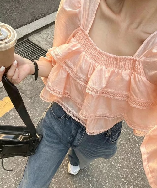 FAVORITO(ファヴォリート)の「長袖レースシャツ(シャツ/ブラウス・レディース・ホワイト/ライトピンク/ブラック・F)」の10枚目の写真