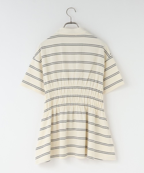 LOWRYS FARM(ローリーズファーム)の「ギャザーポロSS 794100(Tシャツ/カットソー・レディース・グレー/アイボリー・LONG/SHORT)」の4枚目の写真