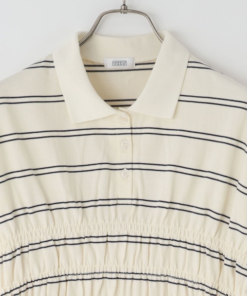 LOWRYS FARM(ローリーズファーム)の「ギャザーポロSS 794100(Tシャツ/カットソー・レディース・グレー/アイボリー・LONG/SHORT)」の5枚目の写真
