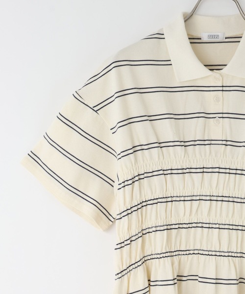 LOWRYS FARM(ローリーズファーム)の「ギャザーポロSS 794100(Tシャツ/カットソー・レディース・グレー/アイボリー・LONG/SHORT)」の6枚目の写真