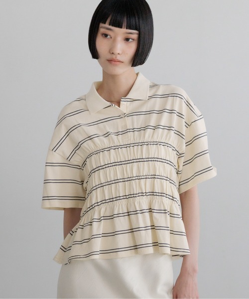 LOWRYS FARM(ローリーズファーム)の「ギャザーポロSS 794100(Tシャツ/カットソー・レディース・グレー/アイボリー・LONG/SHORT)」の14枚目の写真
