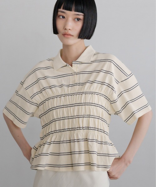 LOWRYS FARM(ローリーズファーム)の「ギャザーポロSS 794100(Tシャツ/カットソー・レディース・グレー/アイボリー・LONG/SHORT)」の16枚目の写真