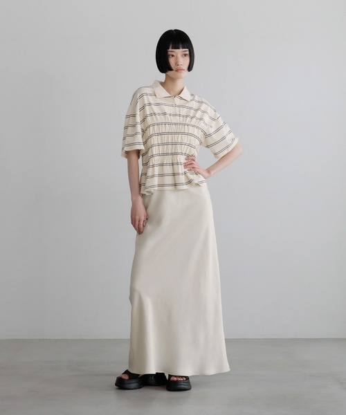 LOWRYS FARM(ローリーズファーム)の「ギャザーポロSS 794100(Tシャツ/カットソー・レディース・グレー/アイボリー・LONG/SHORT)」の12枚目の写真