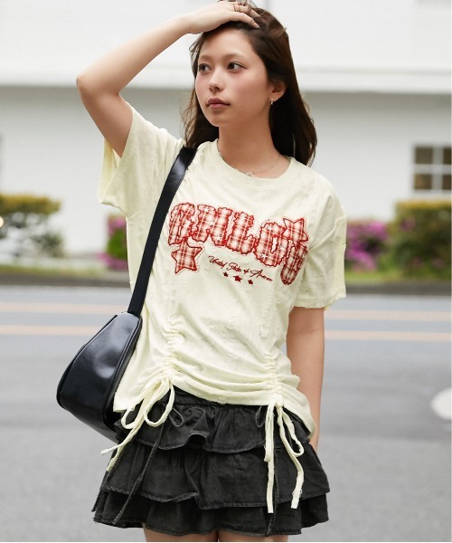 GORGE(ゴージ)の「《チェックロゴ刺繍シャーリング》カットソー/ストリート/春夏/全2色(Tシャツ/カットソー・レディース・ブラック/オフホワイト・F)」の1枚目の写真